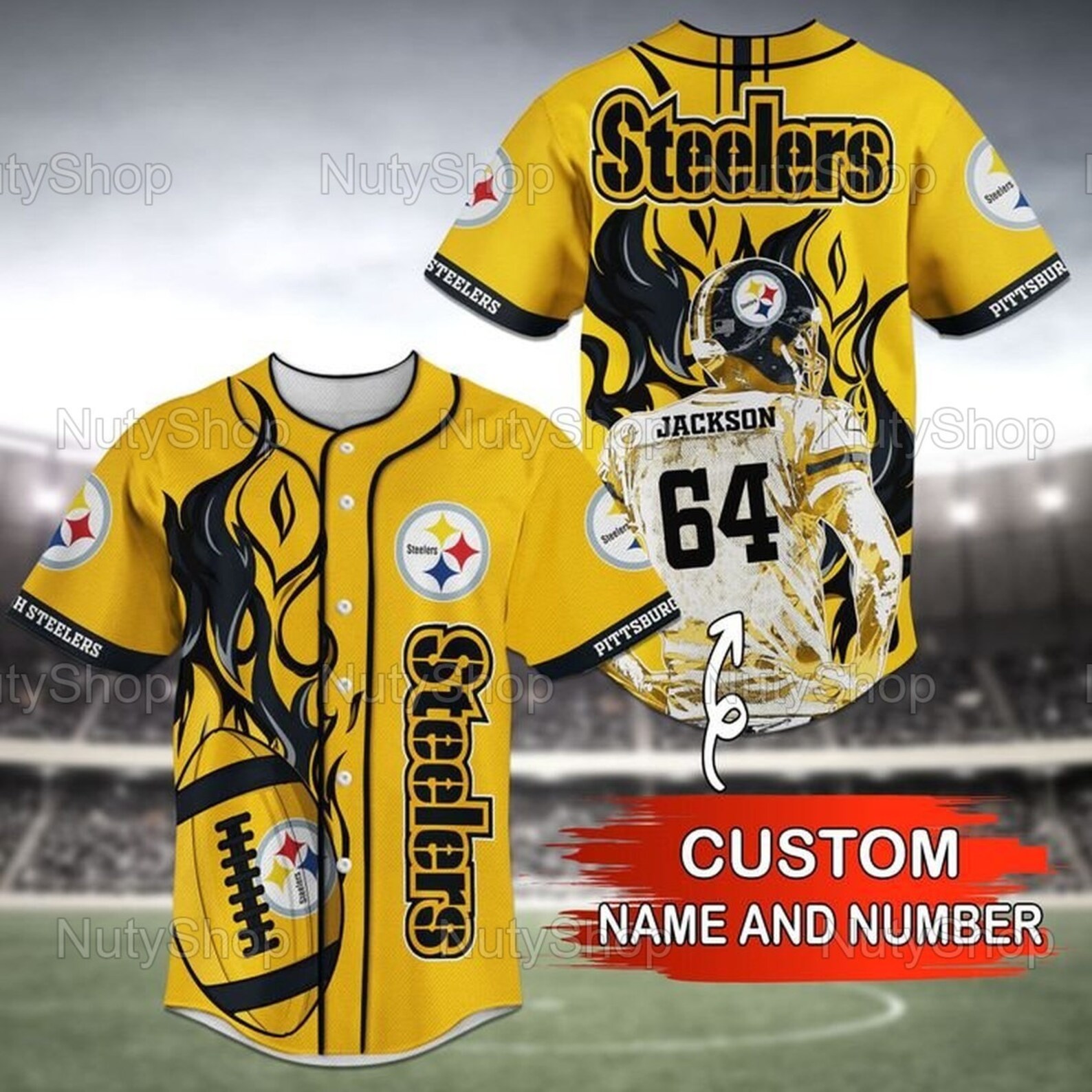 Pittsburgh Steelers Custom Name And Number Full Printing Etsy