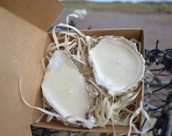 Set of 2 soy wax oyster candles