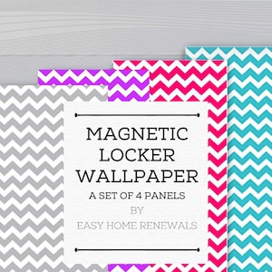 Magnetic Locker Wallpaper | 4 panels | 12" by 36" each | Chevron Patterns