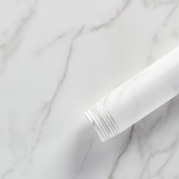 Honed Italian White Marble Peel and Stick Countertop Cover (36 inches Wide) with a Matte Finish