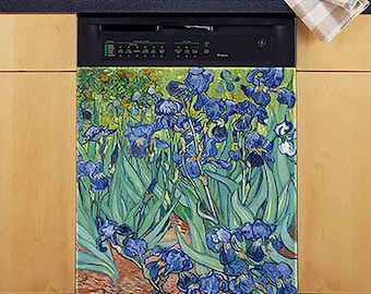 Appliance Art's Magnetic Dishwasher Cover in Irises, by Vincent van Gogh, 23.5 inches wide by 26 inches long, Instant Update