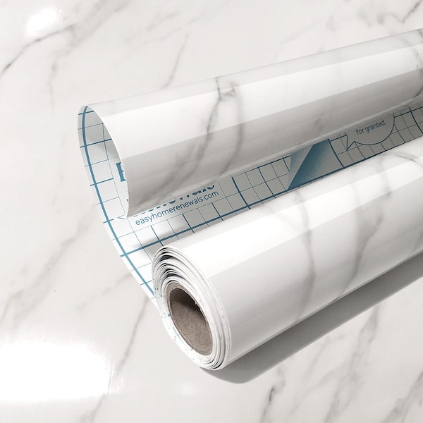 Glossy Italian White Marble Peel and Stick Countertop Cover (36 inches)