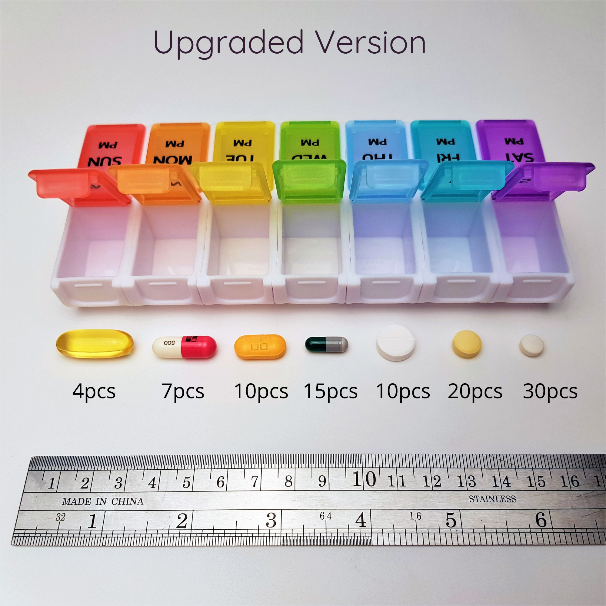 Portapillole Giornaliero - 5 Mini Scatoline Con 3 Scomparti + Adesivi Colorati - Foto 3