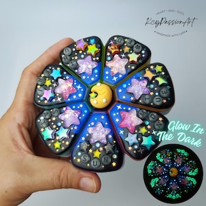 Hand-Decorated XL 7 Day Pill Organizer 'Celestial Star' 8 Compartments Weekly Pill Box