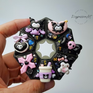 7 Day Pill Organizer 'Cute Black Beauty' am pm Pill Box, For Medicine Vitamin Supplement Dispenser 7 Day Pill Case, Day And Night Pill Box