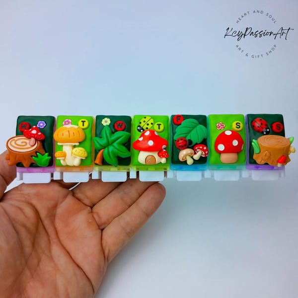 7 Day Pill Organizer 'Whoa Mushrooms' Pill Box Medicine Vitamin Supplement Container