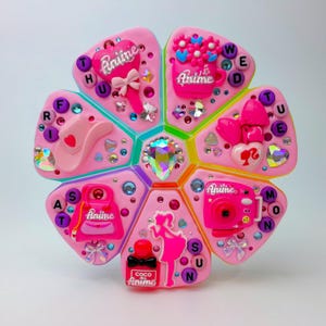XL 7-daagse pillendoos 'Pink And Girlie' am pm pillendoosje, pillendoosje met 8 vakken, pillendoosje voor medicijn-vitaminesupplementen