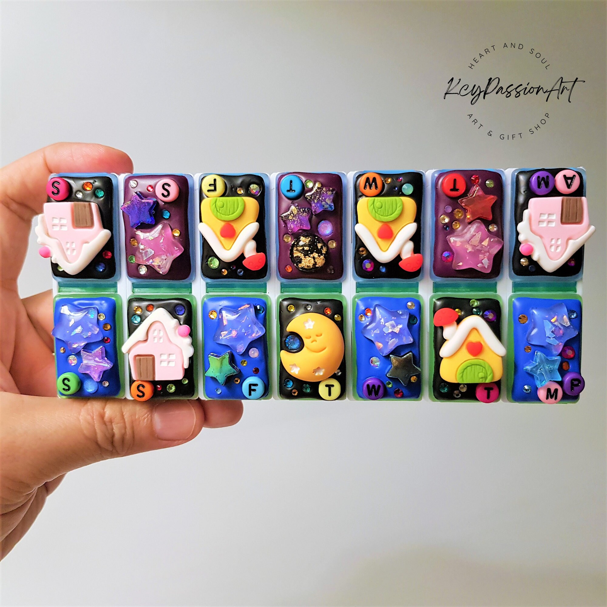 Am Pm Pill Box Detachable 'starry Night' 7 Day Pill Etsy Australia