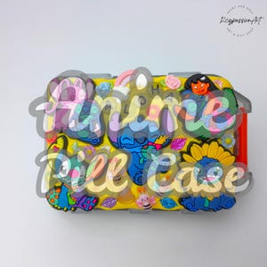Flip & Fold Pill Organizer &#39;Aloha Friends&#39; am pm Pill Box, Supplement Dispenser 7 Day Pill Case, 7 Day And Night Pill Box