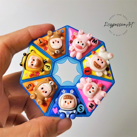 7 Day Pill Organizer 'playful Baby Pyjamas' Cute Pill Box