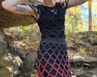 Molde para vestido de crochê em formato de rede, moda gótica para festivais (molde em PDF)
