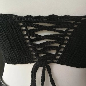 CROCHET PATTERN Gothic crochet crop top, black alternative festival bralette for goth girls, punks, alternative wear image 4