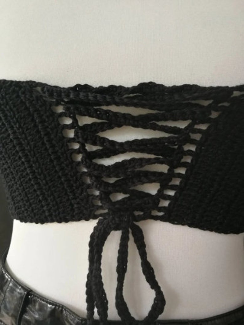 CROCHET PATTERN Gothic crochet crop top, black alternative festival bralette for goth girls, punks, alternative wear image 4