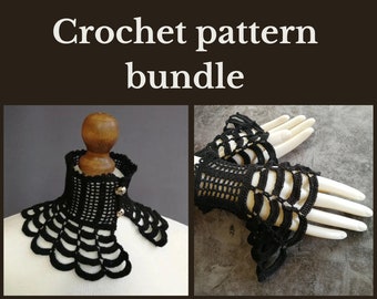 Crochet Goth Victorian Choker and Cuffs Pattern Bundle (PDF Pattern)