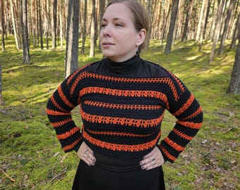 Patroon gehaakte crop-top, oversized gothic-trui met lange mouwen (pdf-patroon)