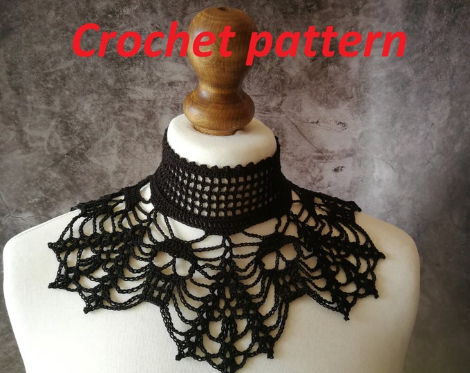 Gothic Crochet Choker | Victorian Style Black Lace Choker With Beaded ...