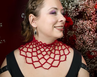 Crochet High Neck Collar Pattern, Goth Victorian Floral Necklace (PDF Pattern)