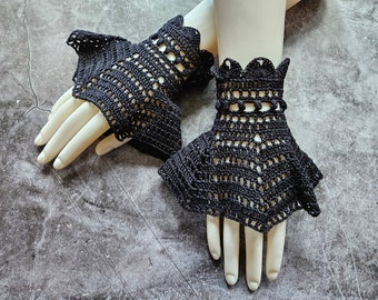 Crochet Goth Victorian Wrist Warmer Pattern, Lace Cuffs (PDF Pattern)