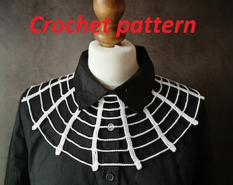 Patrón de cuello babero de telaraña de crochet para disfraz gótico de Halloween (descarga digital)