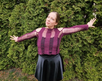 Crochet Mesh Sweater Pattern, Goth Shrug, Alt Festival Top (PDF Pattern)