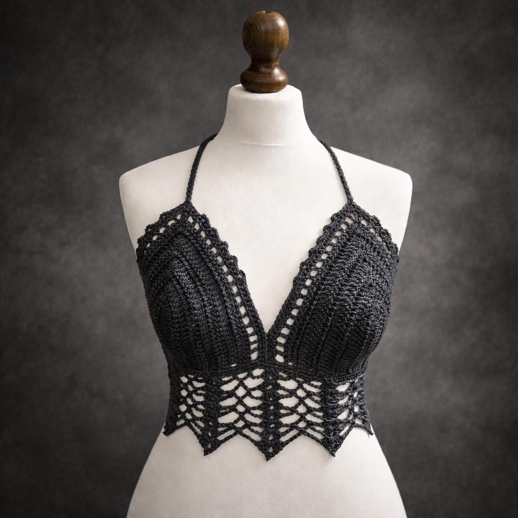 28 Crochet Corset Tops with Granny Squares, Bralettes, and Modesty Panels 23 Crochet Halter Top