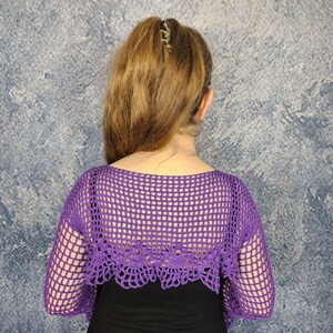 CROCHET PATTERN and photo tutorial on how to make floral green bolero or mesh sleeves for goth women or gothic top for alt music festivals image 5