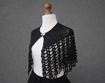 Veste Gilet En Maille Noire En Dentelle,gilet En Jersey Noir Et Gothique Noir 450