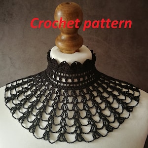 CROCHET PATTERN goth victorian high neck collar necklace, gothic accessory for cosplays, alt wear, edwardian outfit, festivals or Halloween