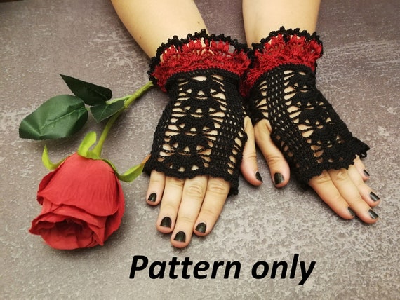 CROCHET PATTERN Gothic Victorian Lace Floral Fingerless - Etsy