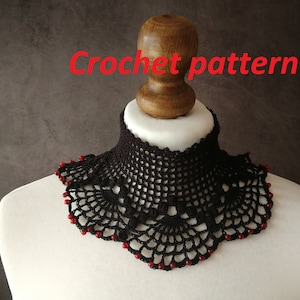 CROCHET PATTERN goth victorian high neck collar necklace, gothic accessory for cosplays, alt wear, edwardian outfit, festivals or Halloween