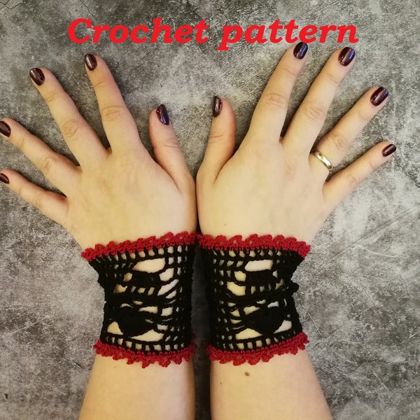 Crochet Gothic Lace Skull Arm Warmers Pattern (PDF Pattern)