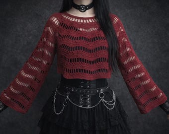 Crochet Pattern: Long Sleeve Oversize Gothic Crop Sweater (Photo Tutorial)