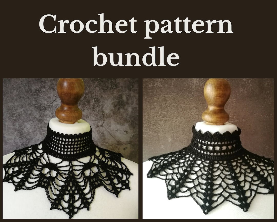 CROCHET PATTERN BUNDLE Goth Victorian Skull High Neck Collar Necklace, Gothic Choker for Cosplays, Alt Wear, Festivals or Halloween - Etsy egyptian-style-broad-collar-to-color