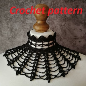 CROCHET PATTERN goth victorian high neck collar necklace, gothic accessory for cosplays, alt wear, edwardian outfit, festivals or Halloween