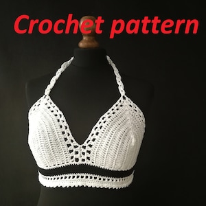 CROCHET PATTERN Gothic crochet crop top, white fairycore alternative festival bralette for goth girls, punks, alternative wear