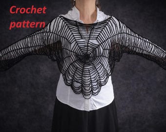 Gothic Spiderweb Crochet Top Pattern, Alternative Festival Bolero (PDF Pattern)