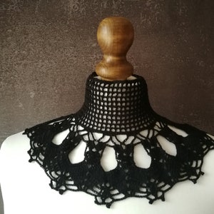 Gothic Victorian crochet lace collar necklace, goth wide choker for gothic weddings, victorian, goth vampire cosplay, goth girl outfit