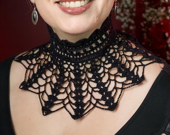 Crochet Goth High Neck Collar Pattern, Victorian Cotton Choker (PDF Pattern)