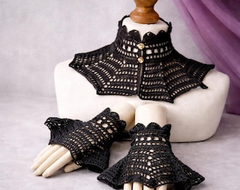 Gothic Crochet Lace Collar and Fingerless Gloves PATTERN (Digital Download)