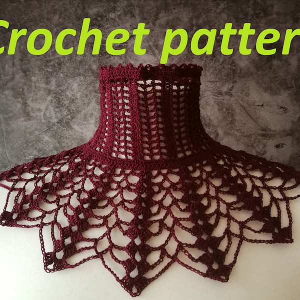 CROCHET PATTERN goth victorian high neck collar necklace, gothic accessory for cosplays, alt wear, edwardian outfit, festivals or Halloween