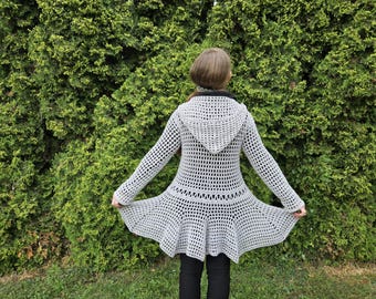 CROCHET PATTERN and photo tutorial on how to make gothic lace duster or cottagecore style fishnet coat for alt grunge festivals