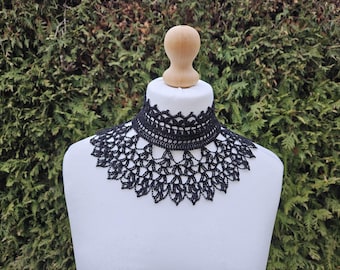 Crochet Goth Victorian Collar Pattern, High Neck Lace Choker (PDF Pattern)