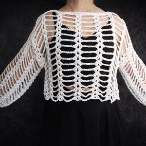 Crochet Crop Top Pattern, Oversize Goth Sweater (PDF Pattern)