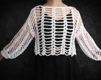Crochet Crop Top Pattern, Oversize Goth Sweater (PDF Pattern)