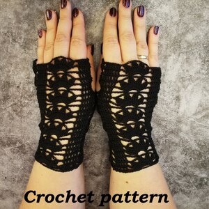 Gothic Lace Fingerless Gloves Crochet Pattern, Victorian Floral Arm Warmers (PDF Pattern)