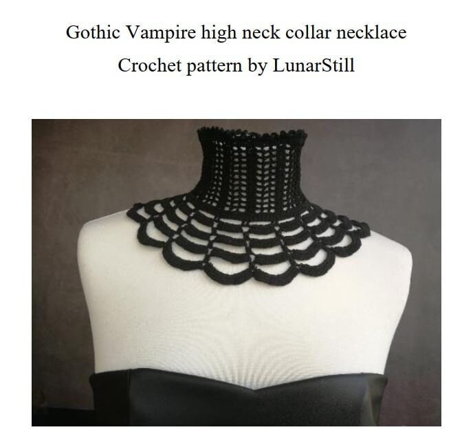 Gothic Choker With Chains, Crocheted Choker With Chains, Obsidian