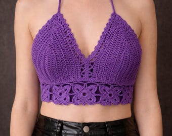 Patrón de top corto gótico de crochet, bralette de festival (patrón PDF)