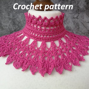 CROCHET PATTERN goth victorian high neck collar necklace, gothic accessory for cosplays, alt wear, edwardian outfit, festivals