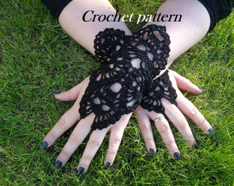 Crochet Fingerless Gloves Pattern, Skull Arm Warmers (PDF Pattern)