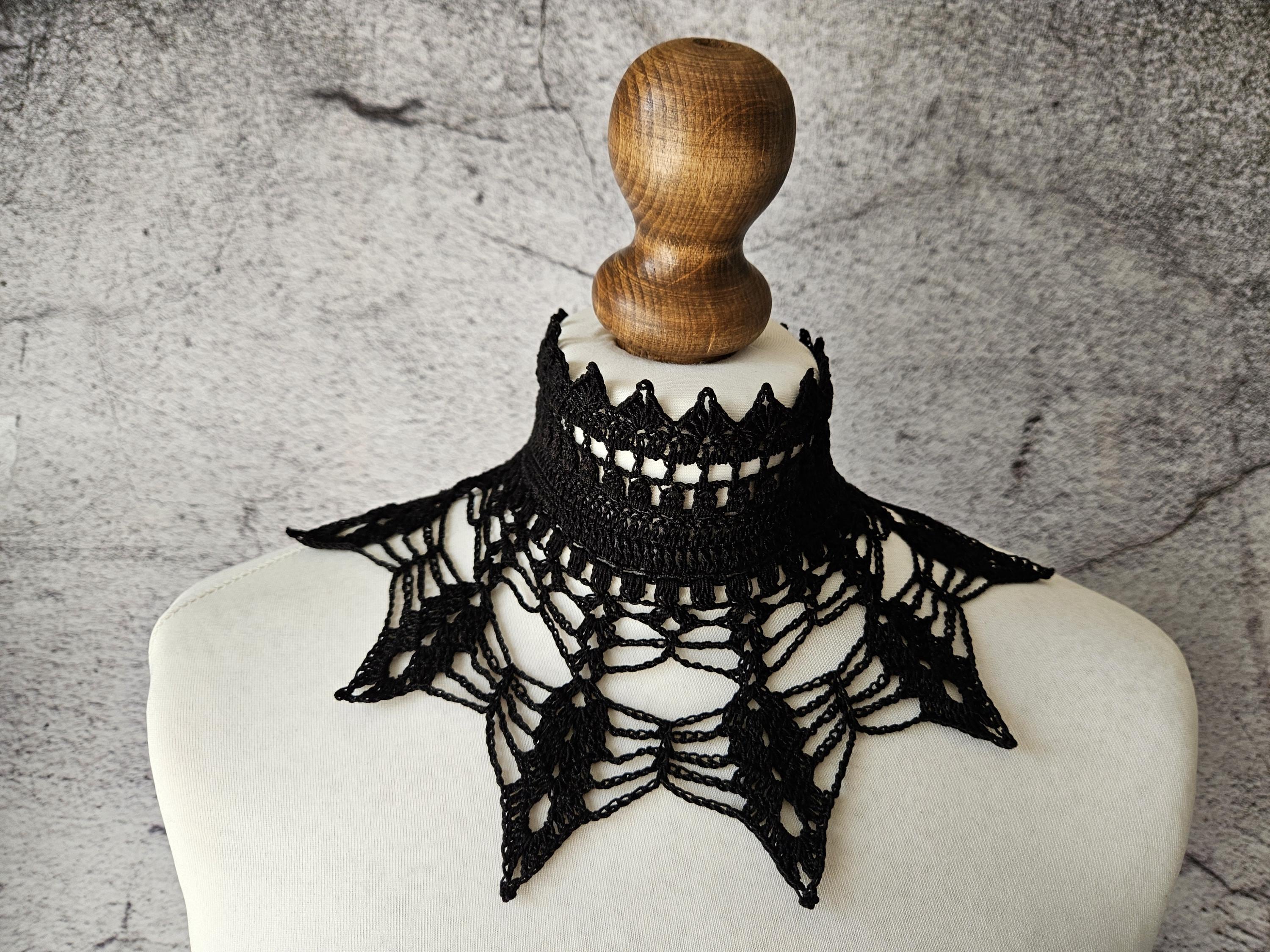 37 Spiderweb Crochet Patterns: 39 Ways to Make Webby Stitch Work for Halloween, Gothic... 23 Gothic Spiderweb Crochet Collar